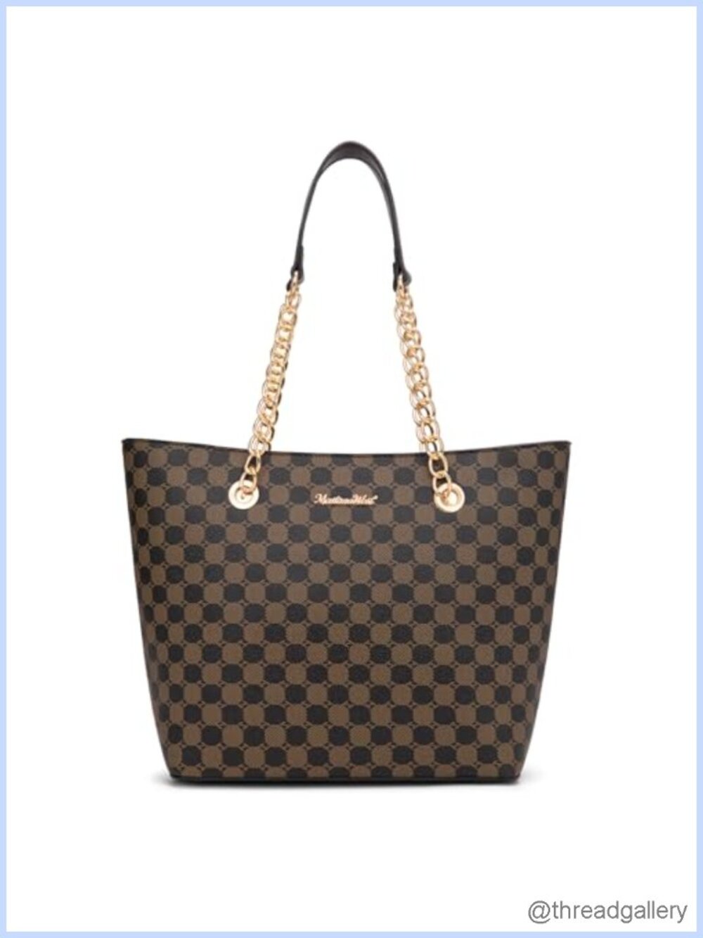 Montana West PU Leather Satchel Tote Bag with Gold Chain Handle